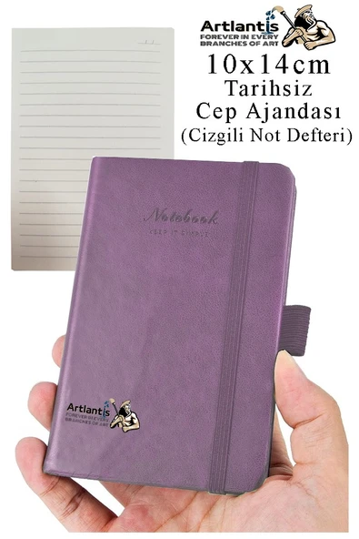 Sert Kapak Tarihsiz Ajanda 10x14 cm 1 Adet Sert Kapak Lastikli Not Defteri Cep Ajandası Çizgili Kalem Tutuculu Thermo - 6
