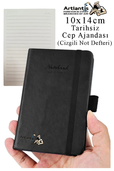 Sert Kapak Tarihsiz Ajanda 10x14 cm 1 Adet Sert Kapak Lastikli Not Defteri Cep Ajandası Çizgili Kalem Tutuculu Thermo - 9