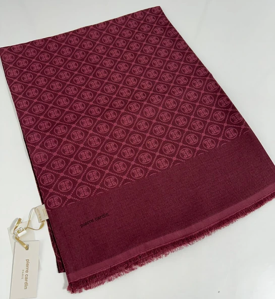 Elegans Monogram Şal-75 X 190-090700-942 Koyu Bordo