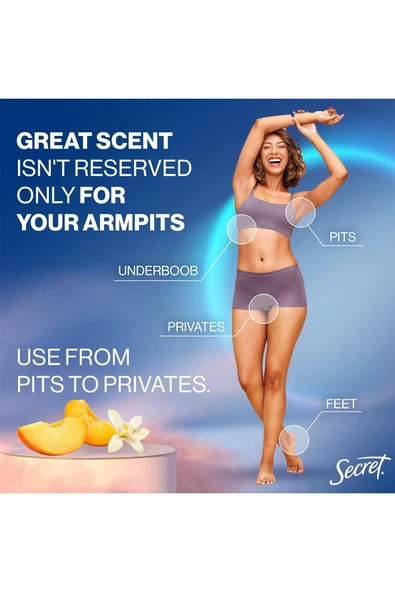 Secret Whole Body Peach + Vanilla Blossom Alüminyumsuz Tüm Vücut Krem Deodorant 85GR - 4