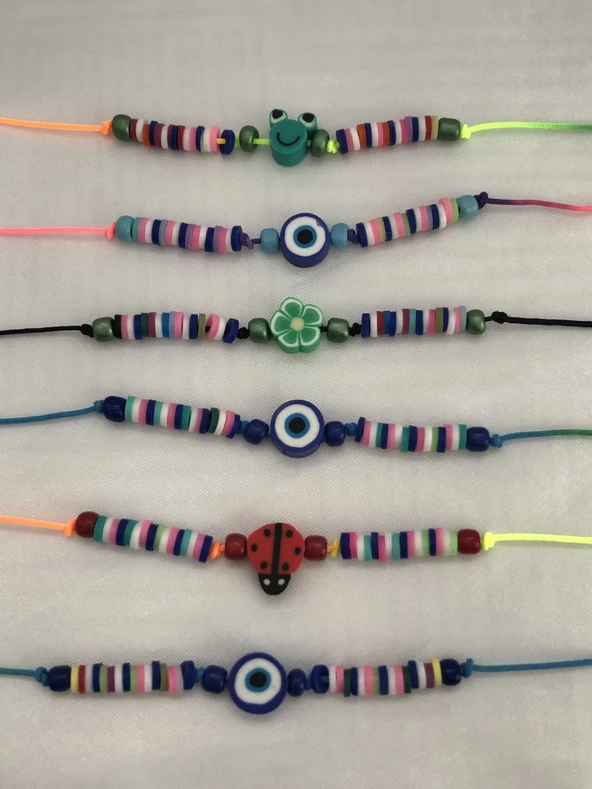Fimo Karışık Model 6 Lı Çocuk Bileklik