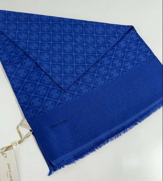Elegans Monogram Şal-75 X 190-090700-924 Saks Mavi