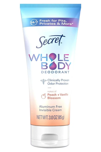 Secret Whole Body Peach + Vanilla Blossom Alüminyumsuz Tüm Vücut Krem Deodorant 85GR