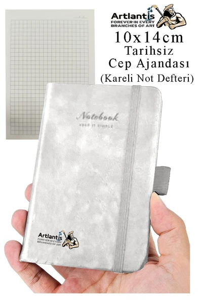 Sert Kapak Tarihsiz Ajanda 10x14 cm 1 Adet Sert Kapak Lastikli Not Defteri Cep Ajandası Kareli Kalem Tutuculu Thermo - 2