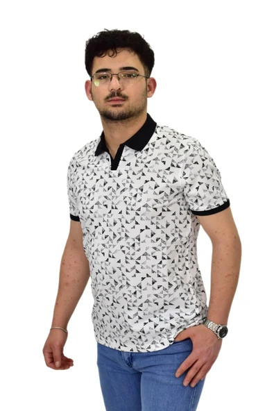 Erkek Polo Yaka Baskılı Pike Tişört 10600 BGL-ST04539 - Resim 6