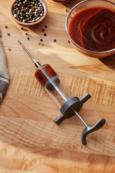 Et Marine Enjektörü Paslanmaz Çelik Iğneli Baharat Sos Şırıngası 50ml - 2