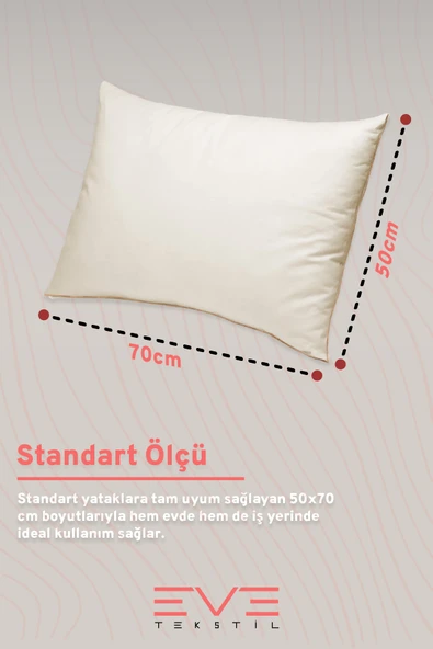 %100 Merinos Kuzu Yünlü Antialerjik Yıkanabilir Fermuarlı Doğal Yastık 50x70 Cm 900 Gr - 6