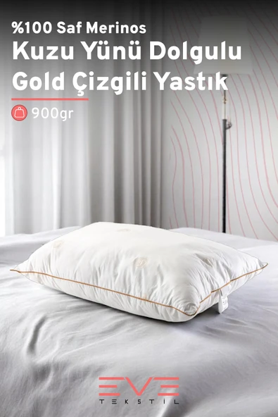%100 Merinos Kuzu Yünlü Antialerjik Yıkanabilir Fermuarlı Doğal Yastık 50x70 Cm 900 Gr