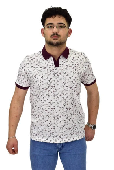 Erkek Polo Yaka Baskılı Pike Tişört 10600 BGL-ST04539 - Resim 5