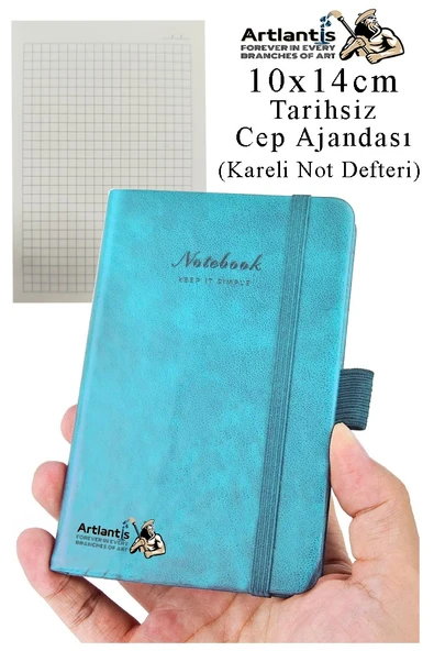 Sert Kapak Tarihsiz Ajanda 10x14 cm 1 Adet Sert Kapak Lastikli Not Defteri Cep Ajandası Kareli Kalem Tutuculu Thermo