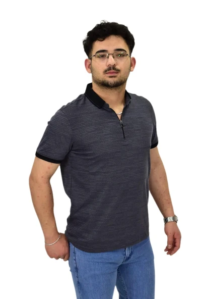 Erkek Polo Yaka Fermuarlı Merserize Jakarlı Tişört 7640 BGL-ST04537 - Resim 7
