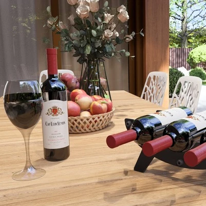 Masa üstü Şarap Şişesi Standı Metal Eliptik desenli Çok Şık - 8