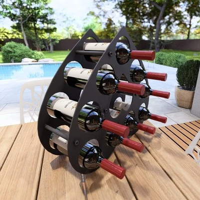 Kalp Desenli Masa üstü Şarap Şişesi Standı Metal Dekoratif - 5