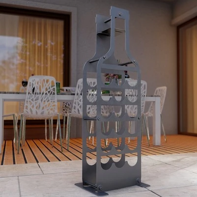 Büyük Boy Şarap Şişesi Standı Metal Şarap şisesi Desenli Dekoratif - 8