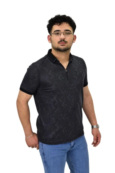 Erkek Polo Yaka Fermuarlı Merserize Jakarlı Tişört 7570 BGL-ST04536 - Resim 10