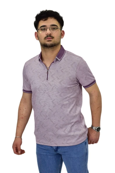 Erkek Polo Yaka Fermuarlı Merserize Jakarlı Tişört 7570 BGL-ST04536 - Resim 8