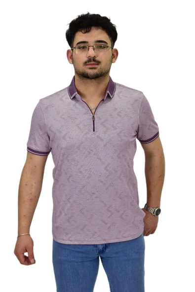 Erkek Polo Yaka Fermuarlı Merserize Jakarlı Tişört 7570 BGL-ST04536 - Resim 4