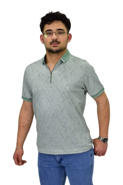 Erkek Polo Yaka Fermuarlı Merserize Jakarlı Tişört 7570 BGL-ST04536 - Resim 9