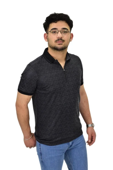 Erkek Polo Yaka Fermuarlı Merserize Jakarlı Tişört 7630 BGL-ST04538 - Resim 7