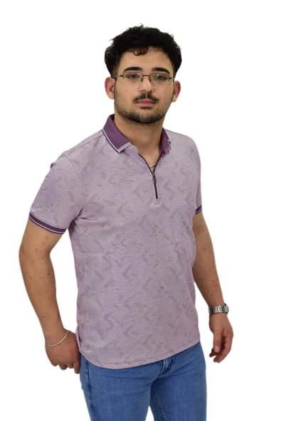 Erkek Polo Yaka Fermuarlı Merserize Jakarlı Tişört 7570 BGL-ST04536 - Resim 12