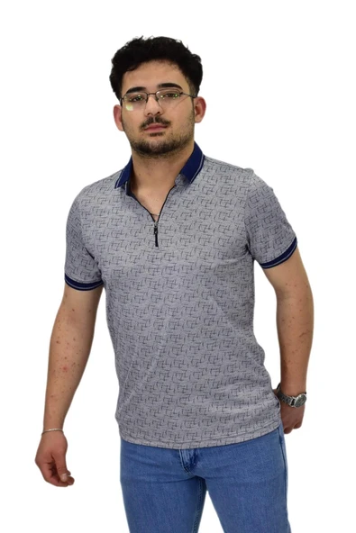 Erkek Polo Yaka Fermuarlı Merserize Jakarlı Tişört 7630 BGL-ST04538 - Resim 4