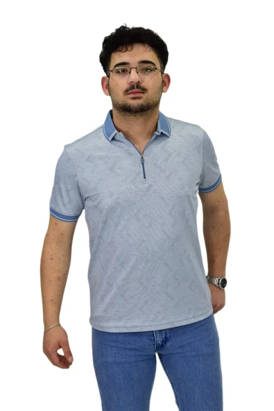 Erkek Polo Yaka Fermuarlı Merserize Jakarlı Tişört 7570 BGL-ST04536 ürün görseli