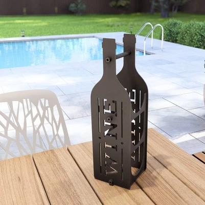 Masa üstü Şarap Şişesi Standı Metal Desenli Dekoratif ve Çok Şık - 5