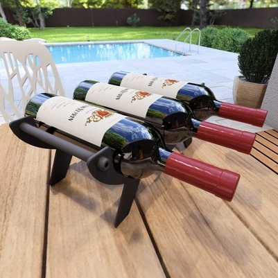 Masa üstü Şarap Şişesi Standı Metal Eliptik desenli Çok Şık - 4