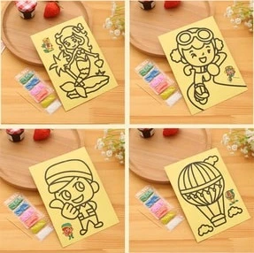 5'Lİ KUM-TUZ BOYAMA SETi A4 BOYUTUNDA ÇOCUKLARA ETKİNLİK - Resim 2