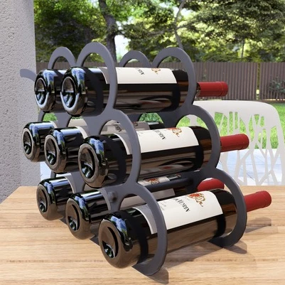 Üzüm Desenli Masa üstü Şarap Şişesi Standı Metal Dekoratif - 4