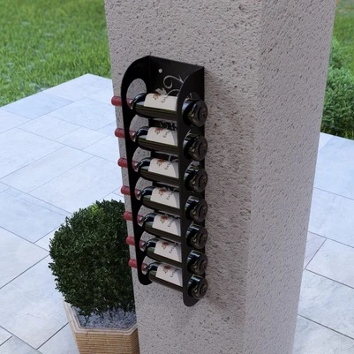 Şarap Şişesi Duvar Rafı Uzun Boylu Metal Desenli - 5