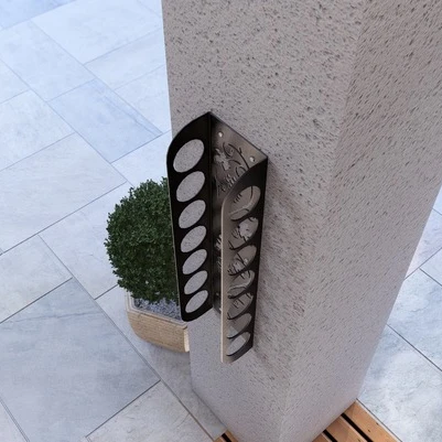 Şarap Şişesi Duvar Rafı Uzun Boylu Metal Desenli - 8