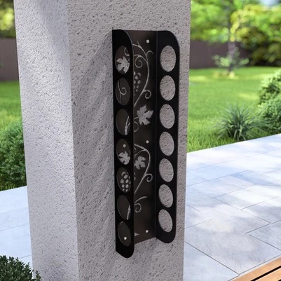 Şarap Şişesi Duvar Rafı Uzun Boylu Metal Desenli - 6