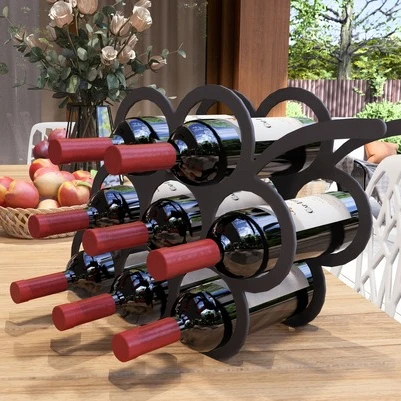 Üzüm Desenli Masa üstü Şarap Şişesi Standı Metal Dekoratif - 3