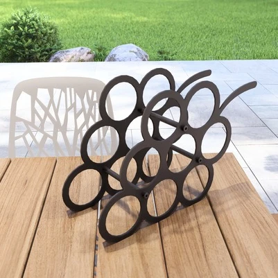 Üzüm Desenli Masa üstü Şarap Şişesi Standı Metal Dekoratif - 6