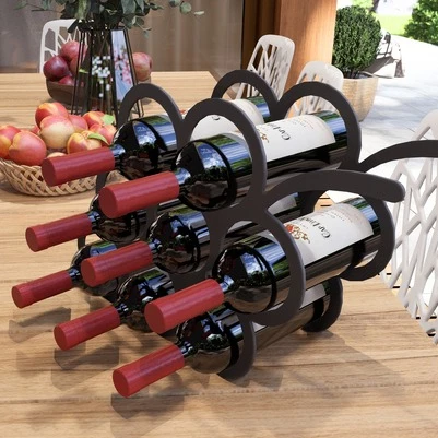 Üzüm Desenli Masa üstü Şarap Şişesi Standı Metal Dekoratif - 2