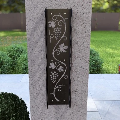 Şarap Şişesi Duvar Rafı Uzun Boylu Metal Desenli - 2