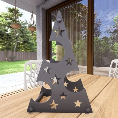 Yılbaşı Temalı Metal Şarap Şişesi Standı Desenli Dekoratif - 7