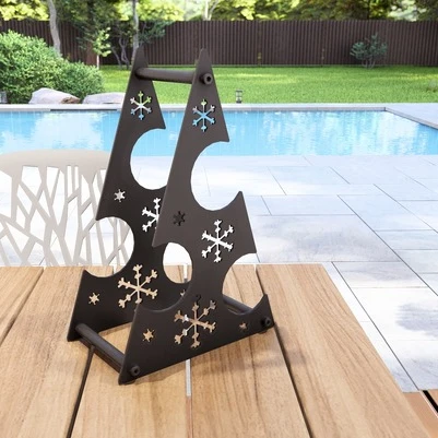 Yılbaşı Temalı Metal Şarap Şişesi Standı Desenli Dekoratif - 6