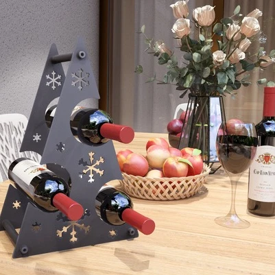 Yılbaşı Temalı Metal Şarap Şişesi Standı Desenli Dekoratif - 2