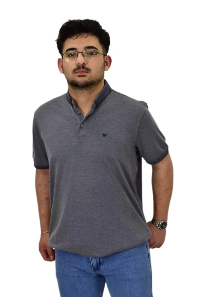 Erkek Büyük Beden Polo Yaka Merserize Tişört T3000 BGL-ST04534 - Resim 9