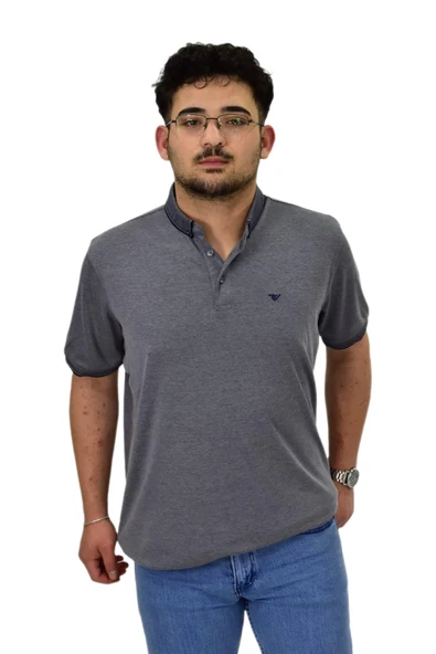 Erkek Büyük Beden Polo Yaka Merserize Tişört T3000 BGL-ST04534 - Resim 2