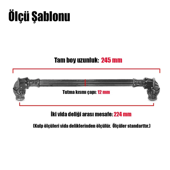 (224 mm-22.4 cm) Eskitme Antik Bakır Metal Mobilya Mutfak Çekmece Dolap Dolabı Kulpu Kulbu Kulpları - Resim 3