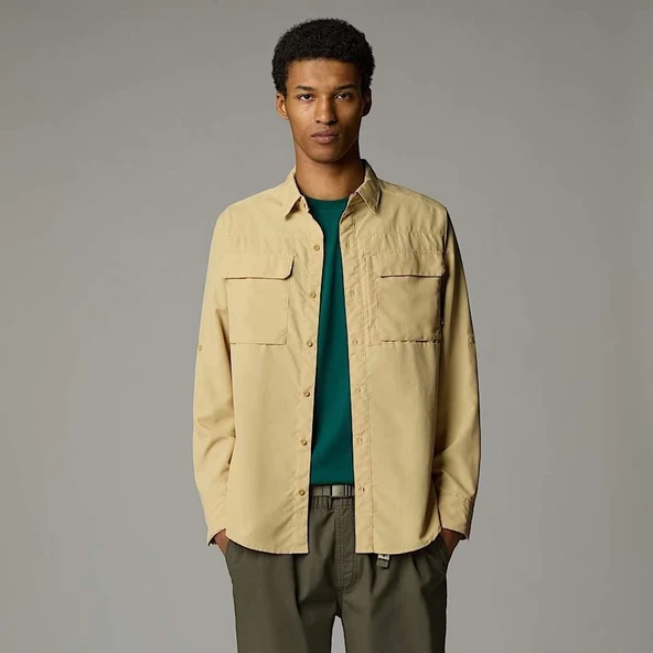 M L/S SEQUOIA SHIRT Khaki Khaki M - Resim 6