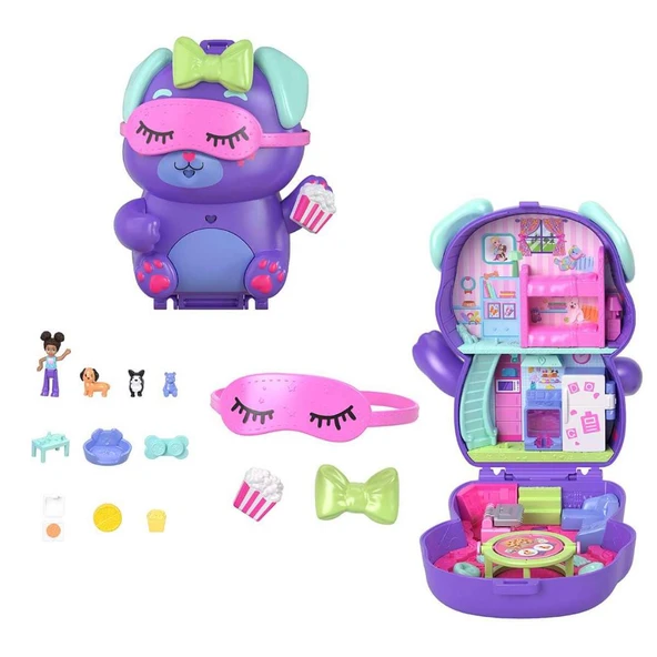 Polly Pocket ve Maceraları Kompakt Oyun Seti Göz Bantlı Köpek JFG56-JCR38