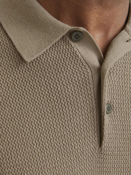JPRCCCOOPER KNIT POLO SS SN Greige Greige S - Resim 7