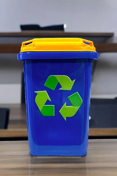 2 Adet Kalemlik Çöp Kutusu Şeklinde Kapaklı Ofis Masa Aksesuar Masa Çöp Kutusu Geridönüşüm Kutu - 4