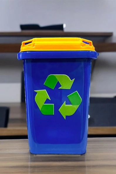 2 Adet Kalemlik Çöp Kutusu Şeklinde Kapaklı Ofis Masa Aksesuar Masa Çöp Kutusu Geridönüşüm Kutu - 2