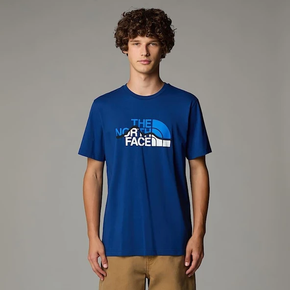 M SS MOUNTAIN LINE TEE BLUE BLUE XS