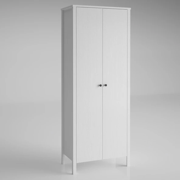 Venezia 2 Kapaklı Ahşap Ayaklı Çok Amaçlı Mutfak, Erzak Dolabı, Banyo Havlu Dolabı - Minifiks - Wood Beyaz - 5